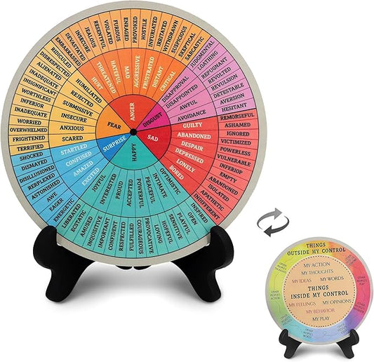 Feelings Wheel, Double-Sided Emotion Wheel with Stand, Counseling Office Must Have, Feelings Wheel Suitable for Therapy Office Decor School Counseling Office Must Have (ML, 1)