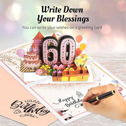 60th Birthday Card for Women Her, Jumbo Pop Up 60th Birthday Cards for Wife Mom, Happy 60th Birthday Decorations for 60 Year Old Women Funny Birthday Gifts, Review of 1965, Pink