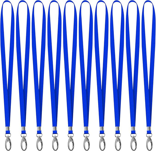 10 Pack Lanyards for ID Badges, Cruise Ship Cards, Keys, Keychain, Long-lasting Neck lanyard Strap with Clasp, Cruise Badge Key Lanyards for Men, Women, Teachers, Kids (Bright Blue)