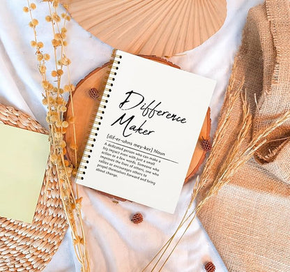 OXW Difference Maker Appreciation Gift, Meeting Notebook for Work, Thank You Gifts for Leader Mentor Manager Boss, Office Supplies Social Worker Notebook, White Hardcover Spiral Notebook 5.5 x 8.3