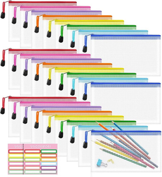 24pcs Mesh Zipper Pouch Bags Small, Pencil Bags With Zipper, 8.1x4.8 Inches Zipper Pencil Pouch, 8 Colors Pencil Pouch Bulk, Reusable Pencil Bags for Office Supplies and Travel Storage