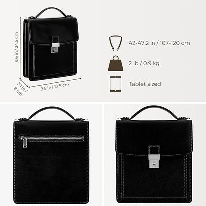 Time Resistance Small Leather Briefcase for Men - Crossbody Bag - Italian Leather Messenger Bag - Gift Box Included