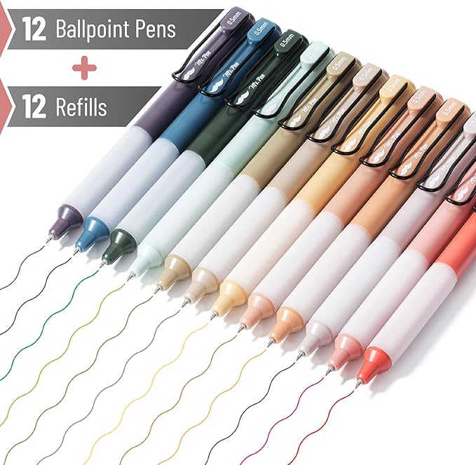 Mr. Pen- Retractable Gel Pens with Case, 12 Pack, Colorful Ink, 12 Refills, Gel Pens Fine Point 0.5mm, Retractable Pens, Cute Pens, Gel Ink Pens, Aesthetic Pens for Journaling Fine Tip Pens