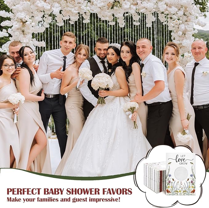 Fumete 100 Pcs Let Love Grow Seed Packets Wedding Favor for Guests Bulk Seed Envelope Kraft Bag with Window Flower Resealable Seed Storage Packets for Wedding Party Favors Bridal Shower No Seed