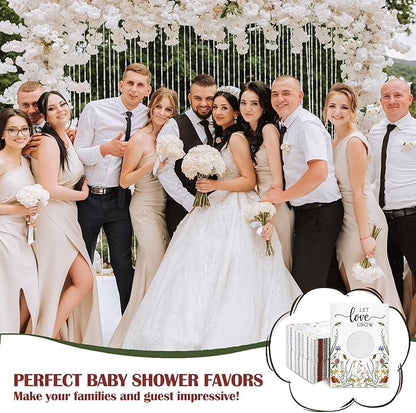 Fumete 100 Pcs Let Love Grow Seed Packets Wedding Favor for Guests Bulk Seed Envelope Kraft Bag with Window Flower Resealable Seed Storage Packets for Wedding Party Favors Bridal Shower No Seed