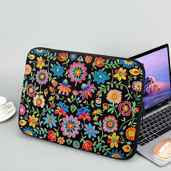 Colorful Flower Lap Top Case for Women Girls 17 inch Laptop Sleeve Portable Computer Sleeve Bag Portable Laptop Protector with Multiple Uses Ideal Gifts for Women Girls Tablet Bag