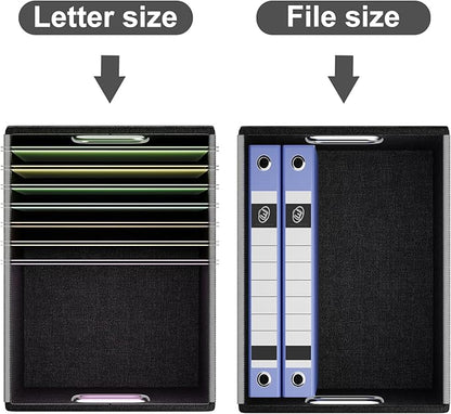 Huolewa Upgraded File Organizer Box with Lid, Collapsible Faux Leather Hanging File Folder Box Organizer with Plastic Slides, Decorative Home/Office Filing System Box for File and Folders Storage