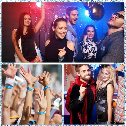 Jadive 500 Pieces Paper Wristbands VIP Plastic Waterproof Party Identification Wristbands Party Bracelets for Events Amusement Parks, Club, Concerts, Fairs, Festivals and Events(Blue)