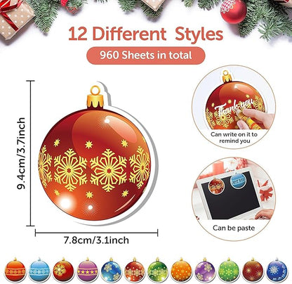 48 Pieces Christmas Lights Ball Sticky Notes Christmas Lights Ball Design Self-Adhesive Note Pads Sticky Memo Notes for Xmas School Office Home Supplies Students Teachers Present