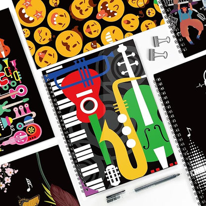 MAXCURY Blank Sheet Music Composition Manuscript Staff Paper Art Music Notebook Black 100 Pages 26x19cm (Music Machine)