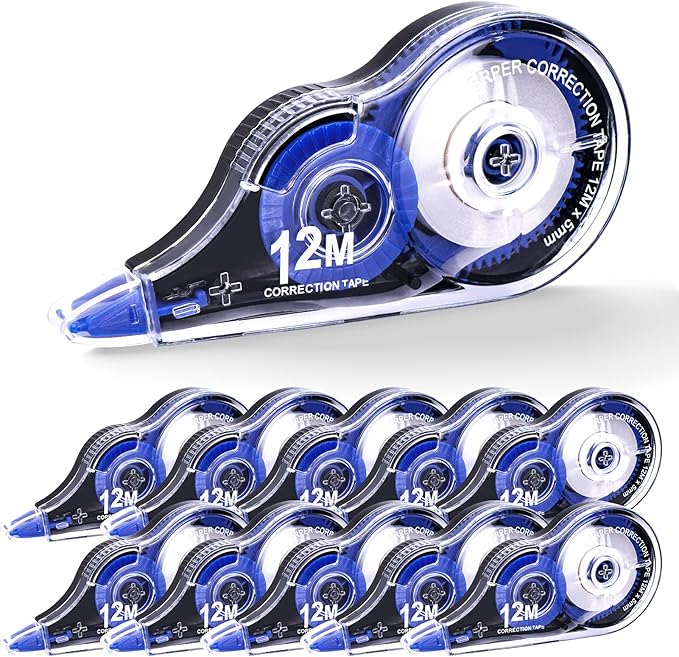 Correction Tape, 10 Pack Correction Tape Easy To Use Applicator for Instant Corrections, 39 ft Each Correction Tape for Study Supplies and Office Products (Blue)