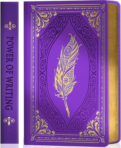 CAGIE 320 Pages Thick Hardcover Journaling Notebooks Vintage Leather Journal for Women Men A5 College Ruled Journals for Writing with Gift Box, 5.7 x 8.3 in, Purple