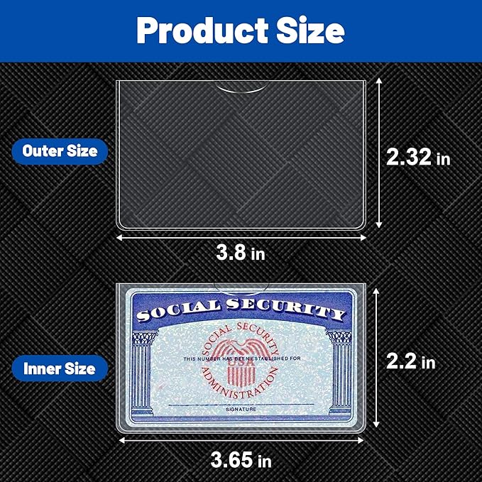 10 Pack Social Security Card Protector Sleeves, Ultra Clear & Durable 31Mil Waterproof SSN/New Medicare/Credit Card Holder, Soft ID/Debit/Credit Card Covers