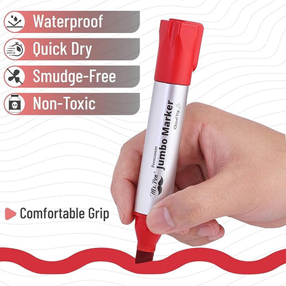 Mr. Pen- Jumbo Permanent Markers, 4 Pack, Red, Chisel Tip, Large Permanent Markers, Color Permanent Markers Set, Jumbo Markers, Permanent Markers, Huge Poster Markers Jumbo, Thick Markers