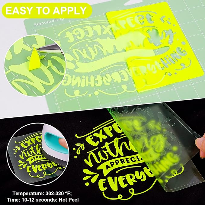 VINYL FROG Heat Transfer Vinyl Roll HTV Vinyl - 12" x12ft Neon Yellow Iron on Vinyl for T-Shirts, Heat Press Vinyl for DIY Craft Designs (Neon Yellow)