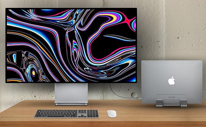 Aluminum Dual Vertical Laptop Stand Dock Holder, Supports 2 Devices, Adjustable Slot Width 15-36mm, Space-Saving Upright Storage for MacBook and Laptops