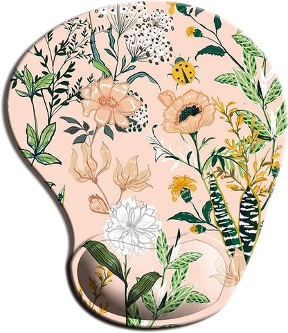 Ergonomic Mouse Pad with Wrist Support,Mouse Pads with Non-Slip PU Base for Home Office Working Studying Easy Typing & Pain Relief Pink