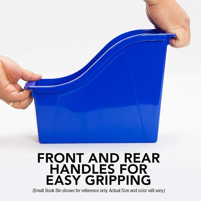 Storex 70113U06C Small Book Bin, 11.75 x 4.5 x 8.5 Inches, Assorted Colors, Color Assortment WILL Vary, Case of 6, Multicolor, Classroom Assortment