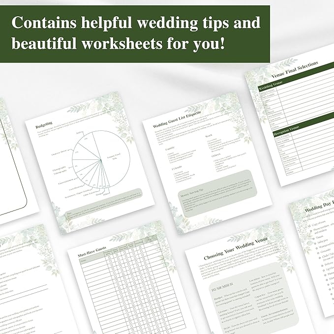 Vienrose Wedding Planner Book Set for the Bride, Gold Foil 'Wedding Planner' Linen Cover with Window Wedding Binder Includes Multiple Accessories Engagement Gifts for Women Wedding Planning Book