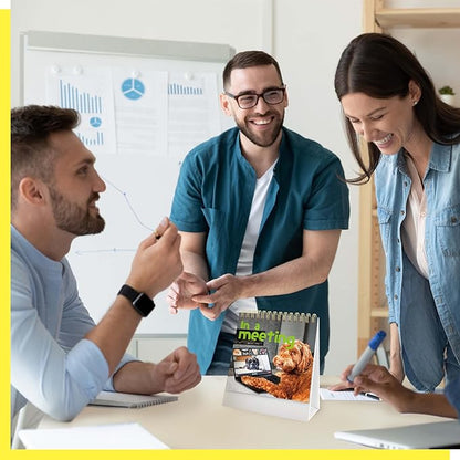 40 Pages Funny Desk Sign, 34 Different Fun and Flip-Over Messages plus 6 Erasable Blank Pages, Funny Desktop Flip Book for Office Gifts Desk Accessories (Dog Design)