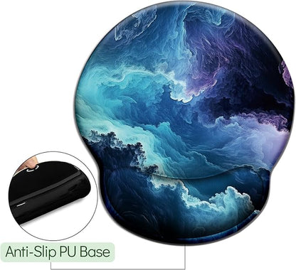 Galaxy Mouse Pad with Wrist Rest, Ergonomic Mouse Pad Wrist Support with Non-Slip Pain Relief PU Base, Funny Gaming Computer Mousepad, Cute Office Supplies Home Desk Accessories Decor
