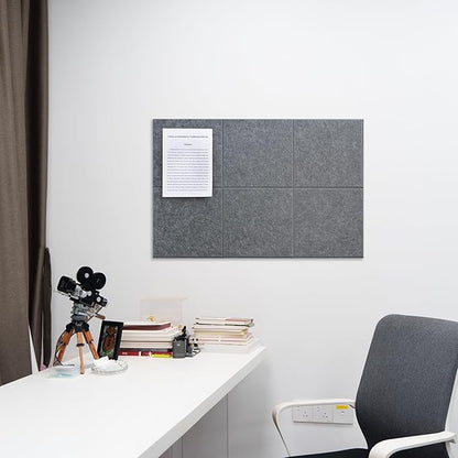 Large Felt Bulletin Board(36" x 24"),Cork Board Alternative,6 Pack Felt Wall Tiles with Safe Removable Adhesive Tabs,Notice Pin Board/Message Board/Vision Board for Office, School & Home