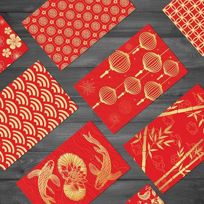 64 Pcs Red Envelopes Chinese New Year 2024 Lucky Money Envelopes Hong Bao Red Pocket Envelope for Money Year of the Dragon 2024 Gifts for Spring Festival Wedding Birthday