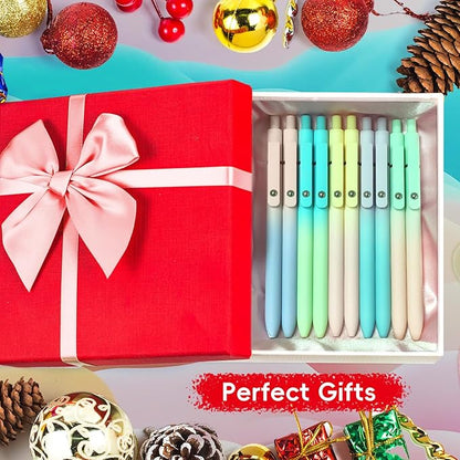 UIXJODO Gel Pens, 5 Pcs Black Ink Pens for Women, 0.7mm Medium Point Smooth Writing Pens with Silicone Grip, High-End Series Metal Clip Retractable Pens for Journaling Note Taking (5 Pcs Pastel)