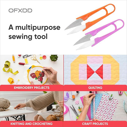 Thread Snips for Sewing - Thread Cutter/Clippers U Shape - Sewing Scissors Small - Thread Nippers/Trimming, Yarn Scissors for Knitting, Stitch - Mini DIY Supplies, Plastic Handle, 2 Pcs