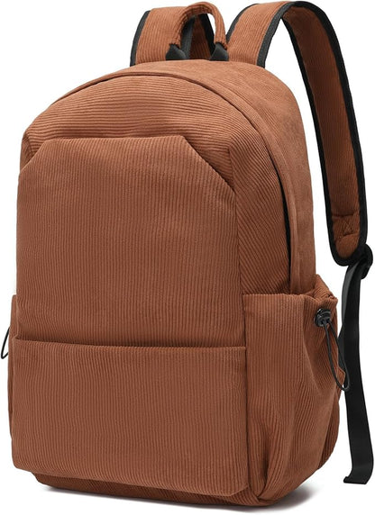 YGR Laptop Backpack for Women and Men, Waterproof Lightweight Travel Daily Rucksack Casual 15.6 inches Computer Bags for College, Brown Corduroy