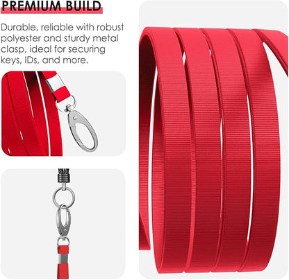 10 Pack Lanyards for ID Badges, Cruise Ship Cards, Keys, Keychain, Long-lasting Neck lanyard Strap with Clasp, Cruise Badge Key Lanyards for Men, Women, Teachers, Kids (Red)