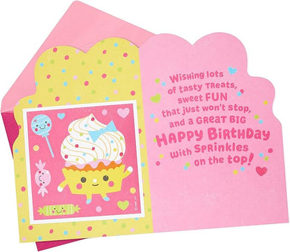 Hallmark Birthday Card for Girls (Cupcake and Candy Stickers)