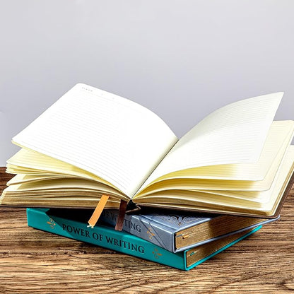 CAGIE 320 Pages Thick Hardcover Journaling Notebooks Vintage Leather Journal for Women Men A5 College Ruled Journals for Writing with Gift Box, 5.7 x 8.3 in, Light Blue