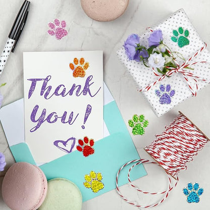 Paw Print Stickers,1.5" Holographic Shiny Bear Paw Print Stickers,Dog Puppy Paw Stickers Bear Paw Stickers with Perforation Line (500PCS,Multicolor)