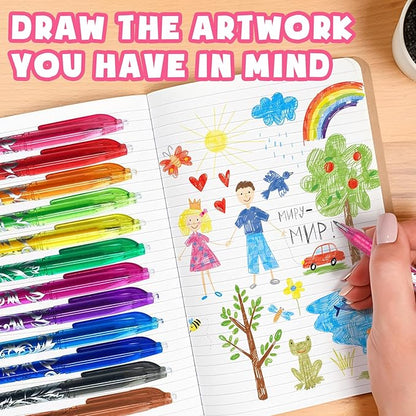 Erasable Gel Pens Assorted Color Inks Make Mistakes Disappear for Drawing Writing Planner and Crossword Puzzles Premium Comfort Grip