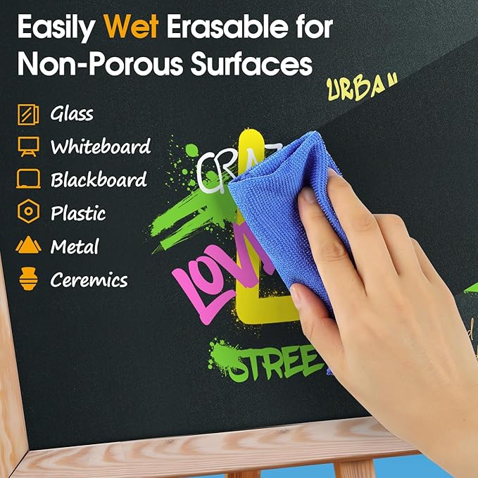 MaxGear Chalk Markers, 36 Color Liquid Chalk Marker for Blackboard, Wet Erase Window Markers for Glass Washable with 6mm Reversible Bullet & Chisel Tip for Chalkboard, Glass, Window, Mirror, 36 Pack