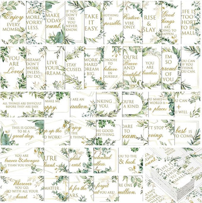 Jinei 300 Inspirational Affirmation Cards Positive Motivational Cards Small Mini Encouragement Quotes for Women Mother's Day Church(Eucalyptus)