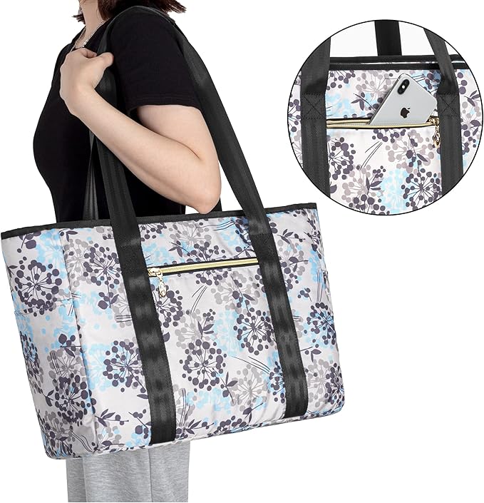 CURMIO Work Tote Bag for Women, Utility Work Bag with Pockets and Compartments for Laptop, Dandelion (Bag Only, Patent Design)