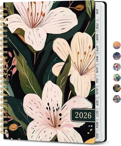2026 Planner, Aesthetic Weekly and Monthly Planner for Women, Jan 2026 to Dec 2026, Hardcover 2026 Calendar Book with Monthly Tabs, Inner Pocket, Perfect for Office Home School - A5 (6.3" x 8.5"), Soft Lily
