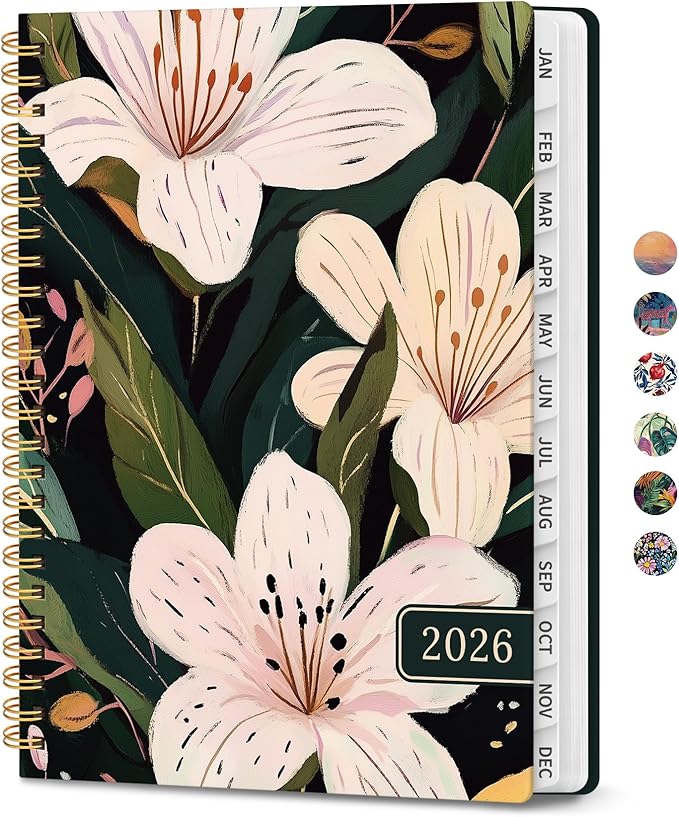 2026 Planner, Aesthetic Weekly and Monthly Planner for Women, Jan 2026 to Dec 2026, Hardcover 2026 Calendar Book with Monthly Tabs, Inner Pocket, Perfect for Office Home School - A4 (8.5" x 11"), Soft Lily