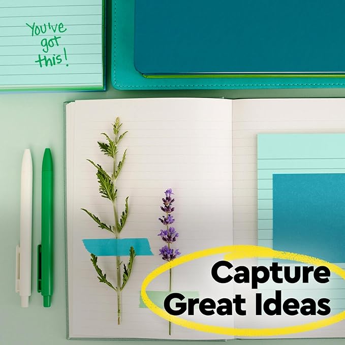 Post-it Super Sticky 100% Recycled Pop-up Notes, Oasis Collection, 3 in. x 3 in., 70 Sheets, 18 Pads, School Supplies and Office Products