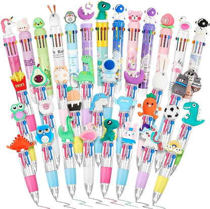 36 Pcs Multicolor Pen in One Include 4 In1 and 10 in 1 Colored Cute Pens Retractable Cartoon Ballpoint for Valentine‘s Day Birthdays Office Gifts (Cute)
