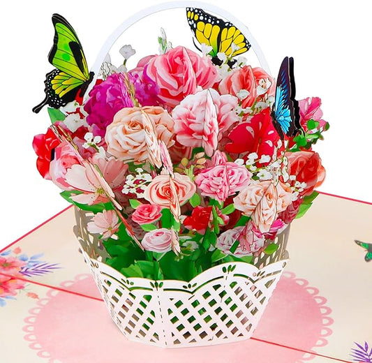 Pop Up Flower Greeting Card - Mothers Day Cards for Mom, Wive and Grandmother - Pop Up Card for Birthdays,Thank Yous,Get Well or Any Occasion