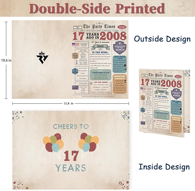 17th Birthday Card, Gifts for 17 Year Old Boy Girl, 17th Birthday Decorations for Son Daughter from Dad Mom