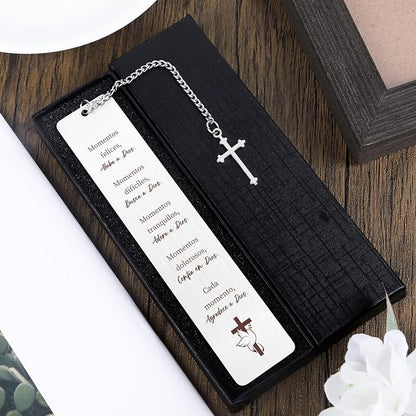 Metal Spanish Christian Bookmark Gifts - Shejdgart Bible Verse Bookmarks Inspirational Prayer Gifts for Hispanic Biblical Religious Gifts for Women Christian Birthday Thanksgiving Christmas Gifts