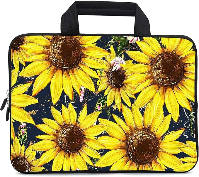 11.6 12 12.1 Inch Laptop Carrying Bag Protective Chromebook Case Pouch Netbook Notebook Ultrabook Bag Tablet Sleeve Cover Travel Briefcase with Handle for Men Women (Sunflower)