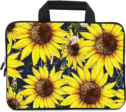 11.6 12 12.1 Inch Laptop Carrying Bag Protective Chromebook Case Pouch Netbook Notebook Ultrabook Bag Tablet Sleeve Cover Travel Briefcase with Handle for Men Women (Sunflower)