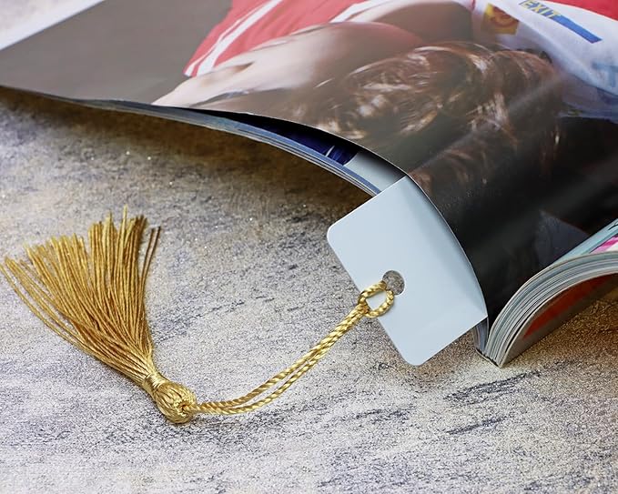 Sublimation Blank Bookmarks 15Pcs Double-Side Heat Transfer Metal Craft Book Marker with 15Pcs Colorful Silky Tassels for Birthday Wedding DIY Projects and Gift Tag (3.2x12cm, Rectangle)