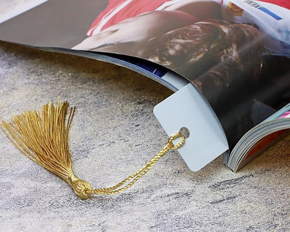 Sublimation Blank Bookmarks 15Pcs Double-Side Heat Transfer Metal Craft Book Marker with 15Pcs Colorful Silky Tassels for Birthday Wedding DIY Projects and Gift Tag (3.2x12cm, Rectangle)