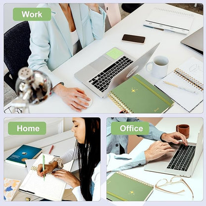 Yoment Leather Spiral Notebooks for Work Thick 5 Subject Notebook College Ruled with Dividers 360 Pages B5 Hardcover Lined Journals for Women Men Writing, Green